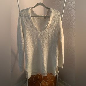 Anthropologie Knitted Cream Lace Trim Sweater (Size M)